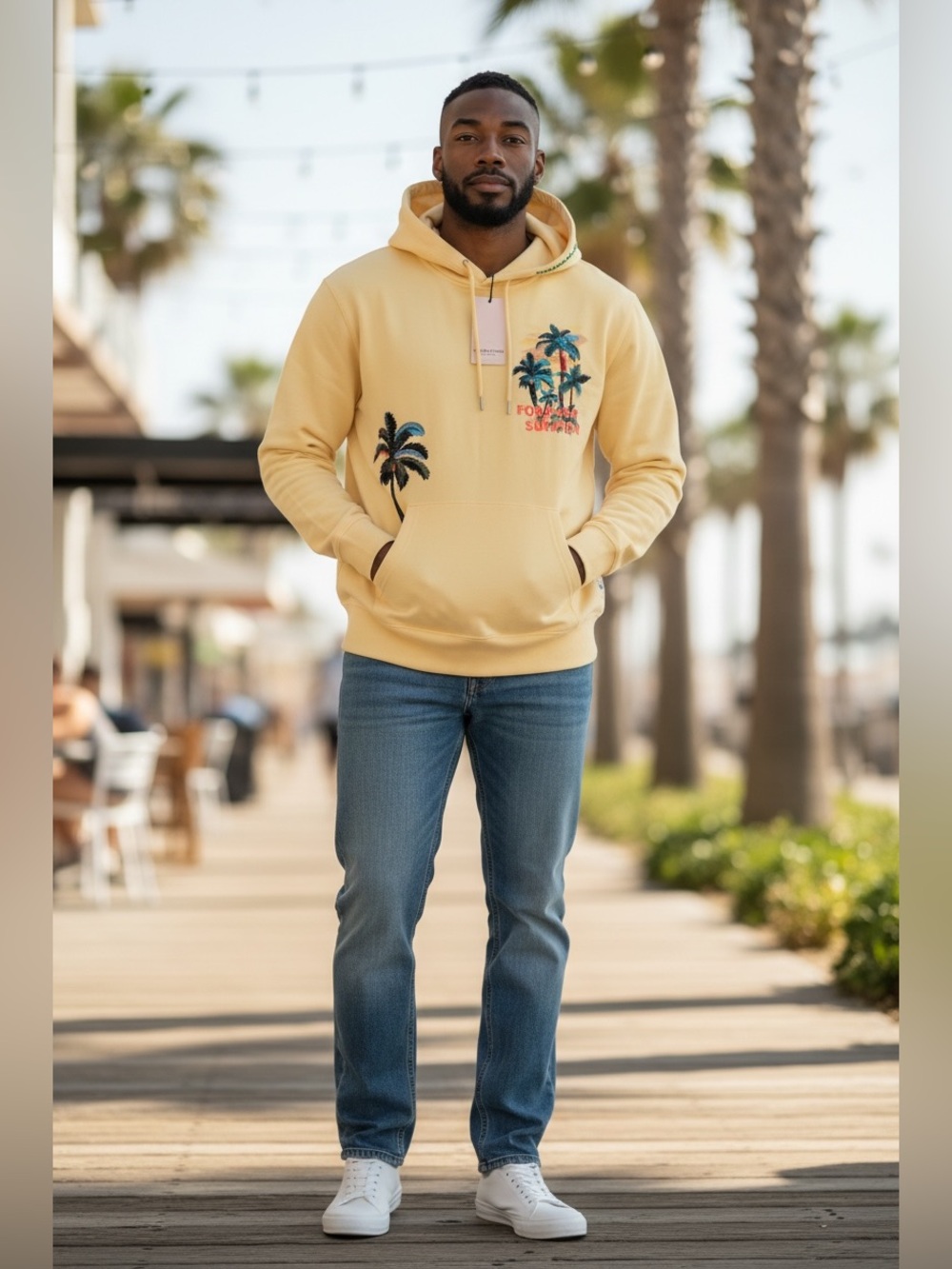 Scotch & Soda Yellow Tropical Palm Graphic Sweatshirt